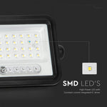 50W(700Lm) LED prožektors ar solāro paneli  DC 6V 6W, V-TAC, IP65, melns, ar tālvadības pulti un regulējamu krāsu temperatūru,7IN1