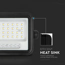 50W(700Lm) LED prožektors ar solāro paneli  DC 6V 6W, V-TAC, IP65, melns, ar tālvadības pulti un regulējamu krāsu temperatūru,7IN1