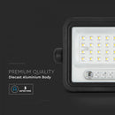 50W(700Lm) LED prožektors ar solāro paneli  DC 6V 6W, V-TAC, IP65, melns, ar tālvadības pulti un regulējamu krāsu temperatūru,7IN1