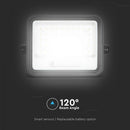 100W(1000Lm) LED prožektors ar solāro paneli  DC 6V 6W, V-TAC, IP65, melns, ar tālvadības pulti un regulējamu krāsu temperatūru, 7IN1