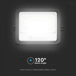 100W(1000Lm) LED prožektors ar solāro paneli  DC 6V 6W, V-TAC, IP65, melns, ar tālvadības pulti un regulējamu krāsu temperatūru, 7IN1
