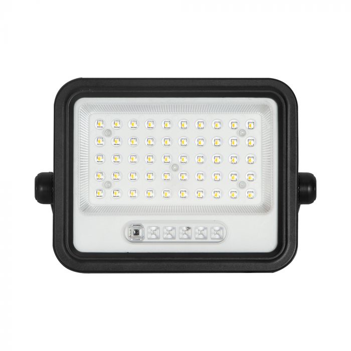 100W(1000Lm) LED prožektors ar solāro paneli  DC 6V 6W, V-TAC, IP65, melns, ar tālvadības pulti un regulējamu krāsu temperatūru, 7IN1