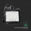 100W(1000Lm) LED prožektors ar solāro paneli  DC 6V 6W, V-TAC, IP65, melns, ar tālvadības pulti un regulējamu krāsu temperatūru, 7IN1