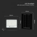100W(1000Lm) LED prožektors ar solāro paneli  DC 6V 6W, V-TAC, IP65, melns, ar tālvadības pulti un regulējamu krāsu temperatūru, 7IN1