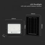 100W(1000Lm) LED prožektors ar solāro paneli  DC 6V 6W, V-TAC, IP65, melns, ar tālvadības pulti un regulējamu krāsu temperatūru, 7IN1