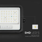 100W(1000Lm) LED prožektors ar solāro paneli  DC 6V 6W, V-TAC, IP65, melns, ar tālvadības pulti un regulējamu krāsu temperatūru, 7IN1