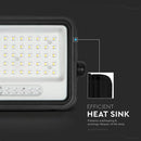 100W(1000Lm) LED prožektors ar solāro paneli  DC 6V 6W, V-TAC, IP65, melns, ar tālvadības pulti un regulējamu krāsu temperatūru, 7IN1