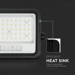 100W(1000Lm) LED prožektors ar solāro paneli  DC 6V 6W, V-TAC, IP65, melns, ar tālvadības pulti un regulējamu krāsu temperatūru, 7IN1