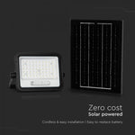 100W(1000Lm) LED prožektors ar solāro paneli  DC 6V 6W, V-TAC, IP65, melns, ar tālvadības pulti un regulējamu krāsu temperatūru, 7IN1