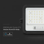 100W(1000Lm) LED prožektors ar solāro paneli  DC 6V 6W, V-TAC, IP65, melns, ar tālvadības pulti un regulējamu krāsu temperatūru, 7IN1