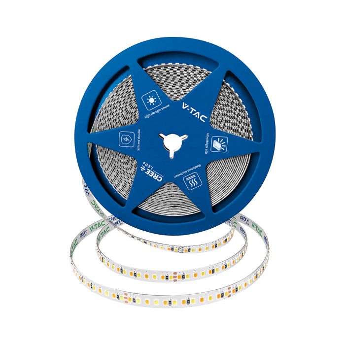 Cena par 1m_15W/m(1425Lm/m) 0.63A/m LED Lente, V-TAC, 10 m,  ūdensnedroša IP20, 24V, CCT, 3IN1