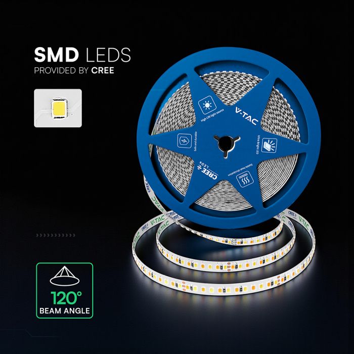 Cena par 1m_15W/m(1425Lm/m) 0.63A/m LED Lente, V-TAC, 10 m,  ūdensnedroša IP20, 24V, CCT, 3IN1