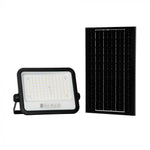 200W(1700Lm) LED prožektors ar solāro paneli  DC 6V 12W, V-TAC, IP65, melns, ar tālvadības pulti un regulējamu krāsu temperatūru, 7IN1