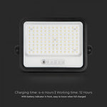 200W(1700Lm) LED prožektors ar solāro paneli  DC 6V 12W, V-TAC, IP65, melns, ar tālvadības pulti un regulējamu krāsu temperatūru, 7IN1