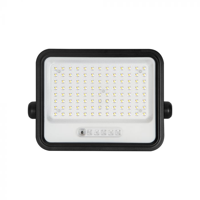 200W(1700Lm) LED prožektors ar solāro paneli  DC 6V 12W, V-TAC, IP65, melns, ar tālvadības pulti un regulējamu krāsu temperatūru, 7IN1