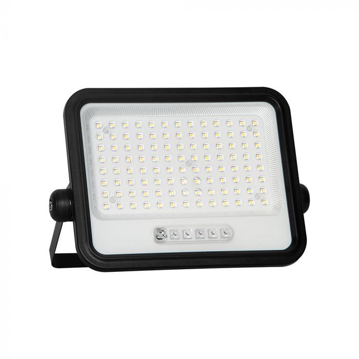 200W(1700Lm) LED prožektors ar solāro paneli  DC 6V 12W, V-TAC, IP65, melns, ar tālvadības pulti un regulējamu krāsu temperatūru, 7IN1