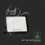 200W(1700Lm) LED prožektors ar solāro paneli  DC 6V 12W, V-TAC, IP65, melns, ar tālvadības pulti un regulējamu krāsu temperatūru, 7IN1