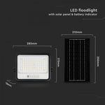 200W(1700Lm) LED prožektors ar solāro paneli  DC 6V 12W, V-TAC, IP65, melns, ar tālvadības pulti un regulējamu krāsu temperatūru, 7IN1