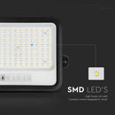 200W(1700Lm) LED prožektors ar solāro paneli  DC 6V 12W, V-TAC, IP65, melns, ar tālvadības pulti un regulējamu krāsu temperatūru, 7IN1