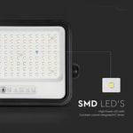 200W(1700Lm) LED prožektors ar solāro paneli  DC 6V 12W, V-TAC, IP65, melns, ar tālvadības pulti un regulējamu krāsu temperatūru, 7IN1