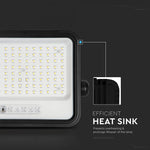 200W(1700Lm) LED prožektors ar solāro paneli  DC 6V 12W, V-TAC, IP65, melns, ar tālvadības pulti un regulējamu krāsu temperatūru, 7IN1
