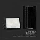 200W(1700Lm) LED prožektors ar solāro paneli  DC 6V 12W, V-TAC, IP65, melns, ar tālvadības pulti un regulējamu krāsu temperatūru, 7IN1
