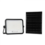 300W LED prožektors ar saules bateriju, CCT 2000K–8000K pārslēdzams, baterijas indikators, V-TAC, IP65, melns
