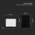 300W LED prožektors ar saules bateriju, CCT 2000K–8000K pārslēdzams, baterijas indikators, V-TAC, IP65, melns