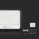 300W LED prožektors ar saules bateriju, CCT 2000K–8000K pārslēdzams, baterijas indikators, V-TAC, IP65, melns