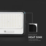 300W LED prožektors ar saules bateriju, CCT 2000K–8000K pārslēdzams, baterijas indikators, V-TAC, IP65, melns