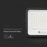 300W LED prožektors ar saules bateriju, CCT 2000K–8000K pārslēdzams, baterijas indikators, V-TAC, IP65, melns