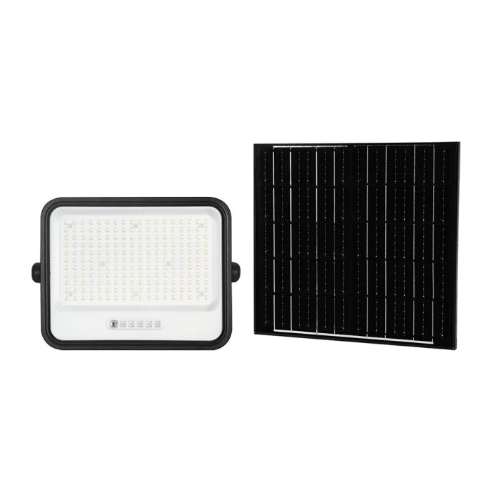 400W(1700Lm) LED prožektors ar solāro paneli  DC 6V 25W, V-TAC, IP65, melns, ar tālvadības pulti un regulējamu krāsu temperatūru, 7IN1 (Copy)