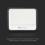 400W(1700Lm) LED prožektors ar solāro paneli  DC 6V 25W, V-TAC, IP65, melns, ar tālvadības pulti un regulējamu krāsu temperatūru, 7IN1 (Copy)