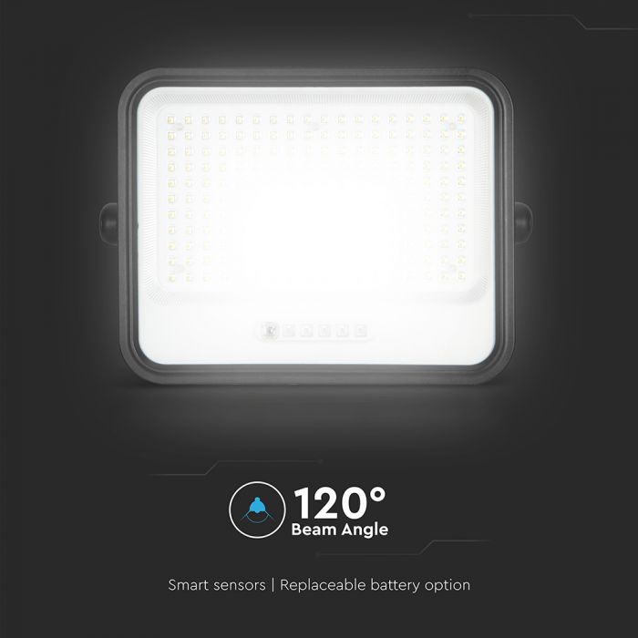 400W(1700Lm) LED prožektors ar solāro paneli  DC 6V 25W, V-TAC, IP65, melns, ar tālvadības pulti un regulējamu krāsu temperatūru, 7IN1 (Copy)