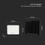 400W(1700Lm) LED prožektors ar solāro paneli  DC 6V 25W, V-TAC, IP65, melns, ar tālvadības pulti un regulējamu krāsu temperatūru, 7IN1 (Copy)