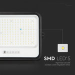400W(1700Lm) LED prožektors ar solāro paneli  DC 6V 25W, V-TAC, IP65, melns, ar tālvadības pulti un regulējamu krāsu temperatūru, 7IN1 (Copy)