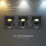 15W(2200Lm) LED solārais dārza gaismeklis, V-TAC, IP65, 3IN1