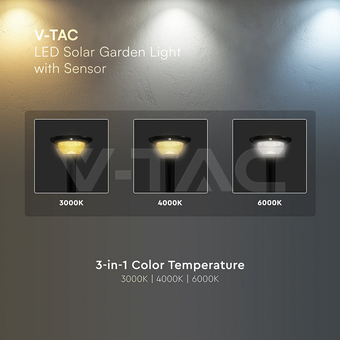 15W(2200Lm) LED solārais dārza gaismeklis, V-TAC, IP65, 3IN1