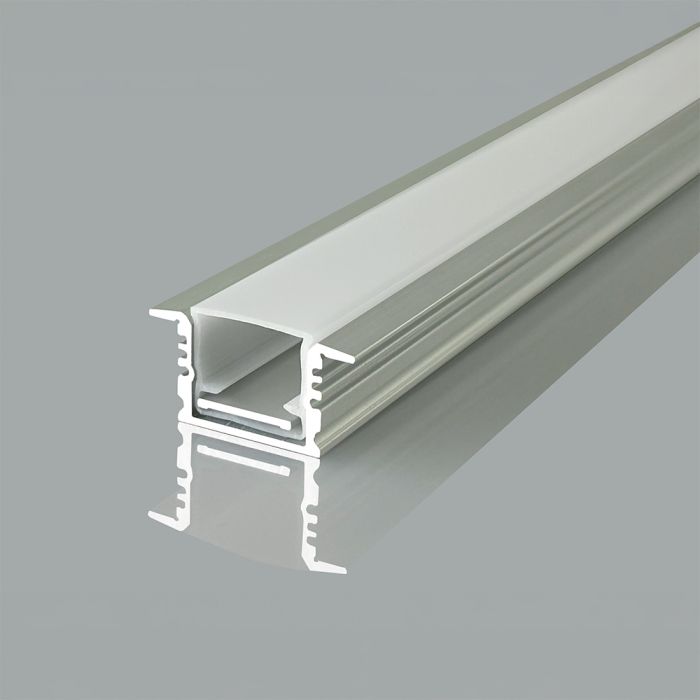 2m iebūvējamais alumīnija profils, sudraba, 2000x17x14mm,  V-TAC