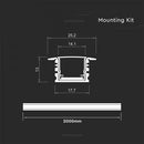 2m virsapmetuma alumīnija profils, sudraba, 2000x17x14mm,  V-TAC