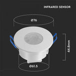 Infrasarkanais PIR kustības sensors ar integrētu mikroshēm, IP20, V-TAC