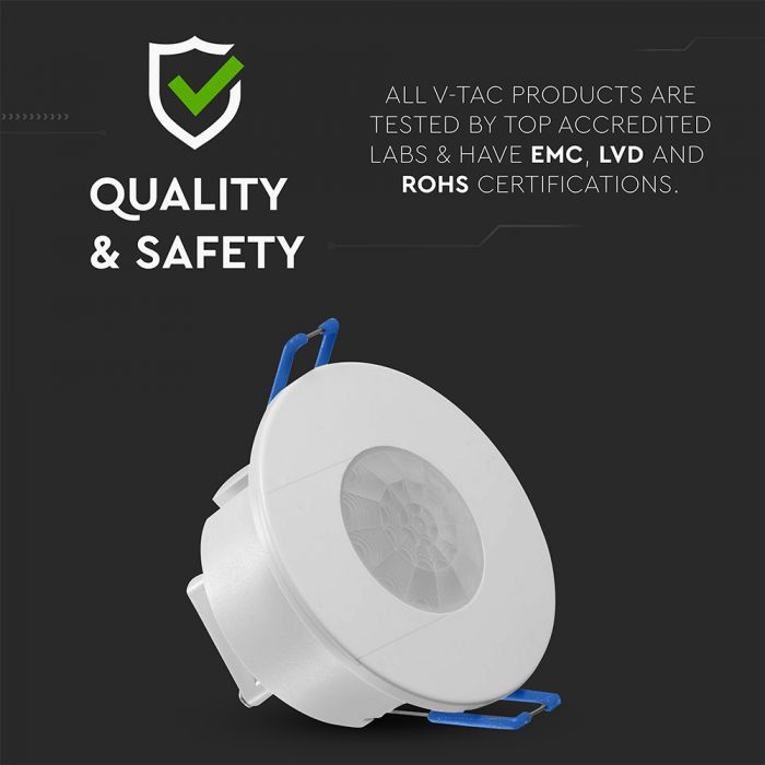 Infrasarkanais PIR kustības sensors ar integrētu mikroshēm, IP20, V-TAC