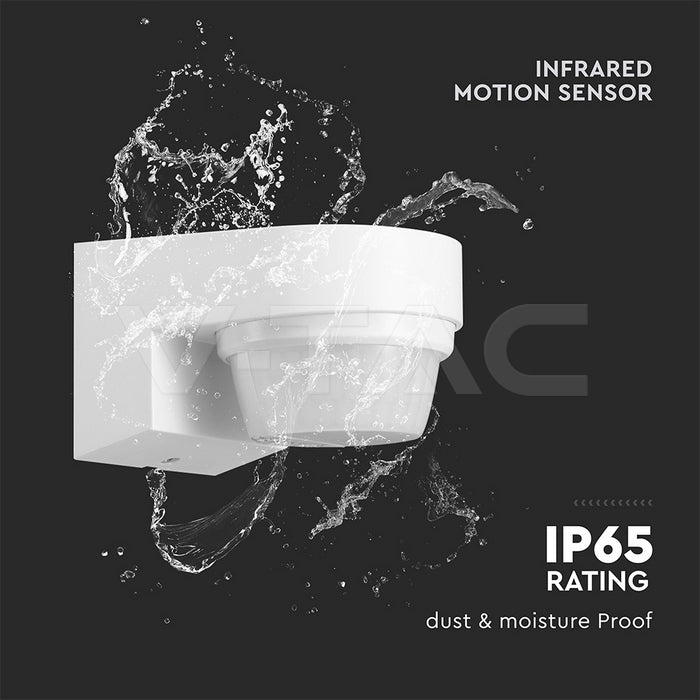 PIR sienas sensors 180°/360°, balts korpuss, IP44