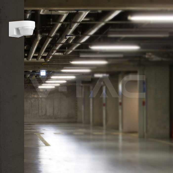 PIR sienas sensors 180°/360°, balts korpuss, IP44