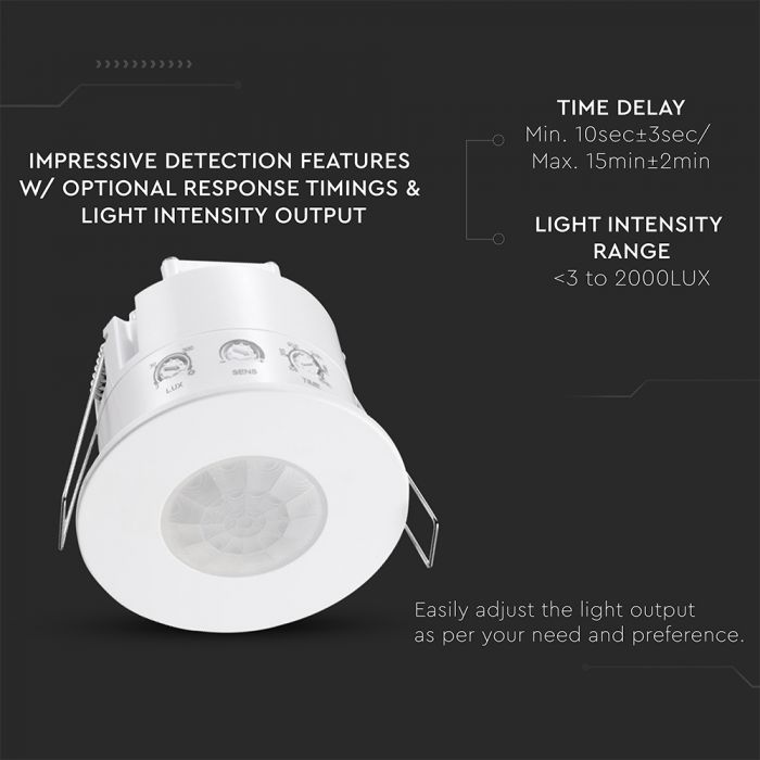 Iebūvējams PIR kustības sensors ar integrētu mikroshēmu, IP54