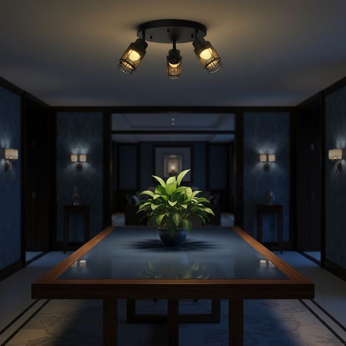 3x6W(1440Lm) LED dekoratīvais griestu gaismeklis, V-TAC, IP20, melns, silti balta gaisma 3000K