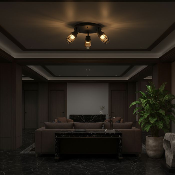 3x6W(1440Lm) LED dekoratīvais griestu gaismeklis, V-TAC, IP20, melns, silti balta gaisma 3000K