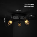 3x6W(1440Lm) LED dekoratīvais griestu gaismeklis, V-TAC, IP20, melns, silti balta gaisma 3000K