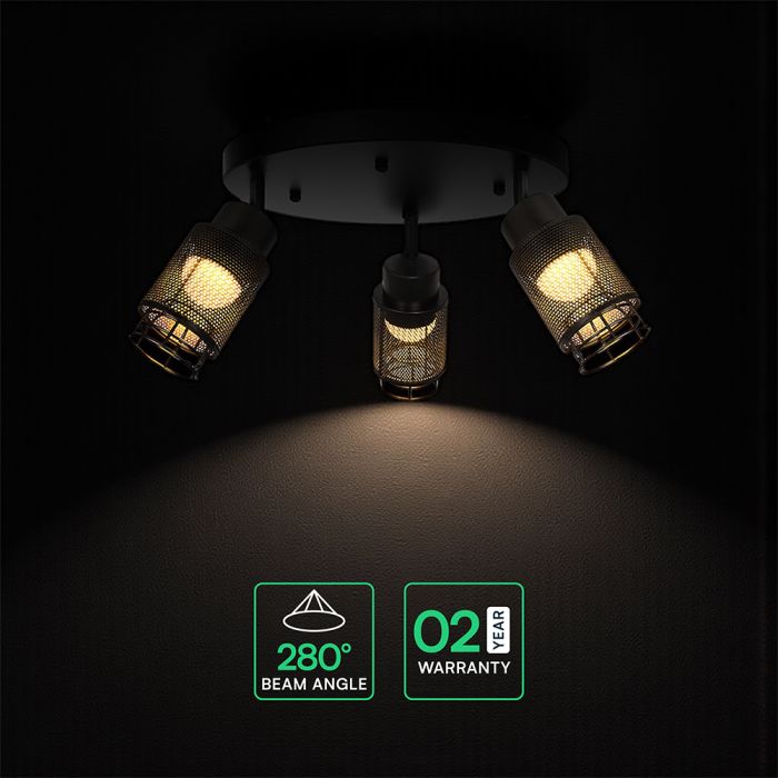 3x6W(1440Lm) LED dekoratīvais griestu gaismeklis, V-TAC, IP20, melns, silti balta gaisma 3000K