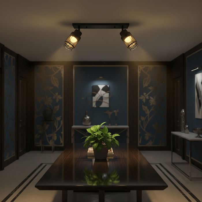 2x6W(1440Lm) LED dekoratīvais griestu gaismeklis, V-TAC, IP20, melns, silti balta gaisma 3000K